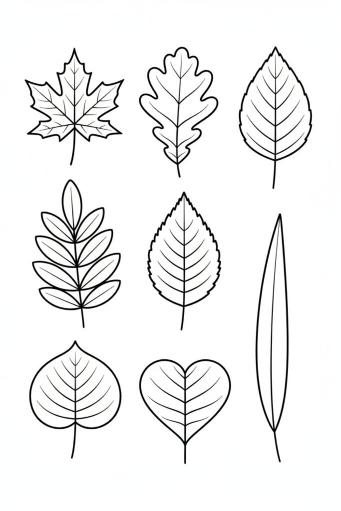 Fall leaf templates printable for autumn crafts and coloring