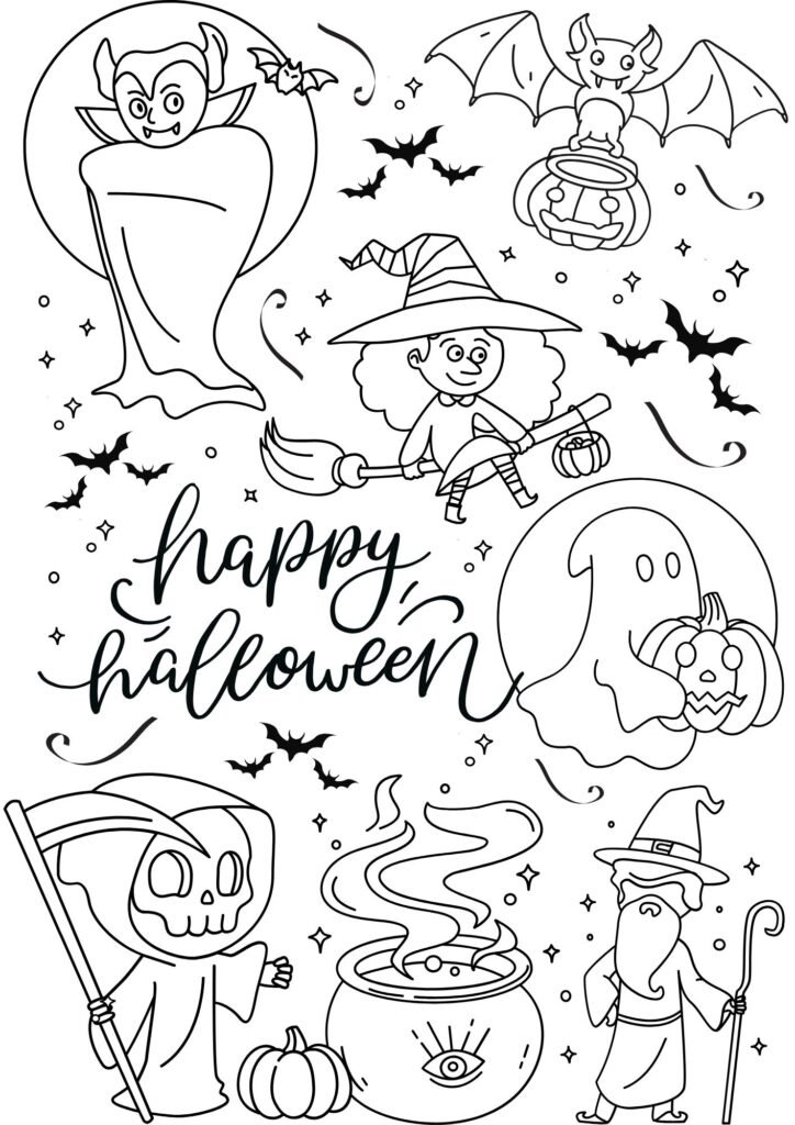 Black White Fun Halloween Coloring Worksheet