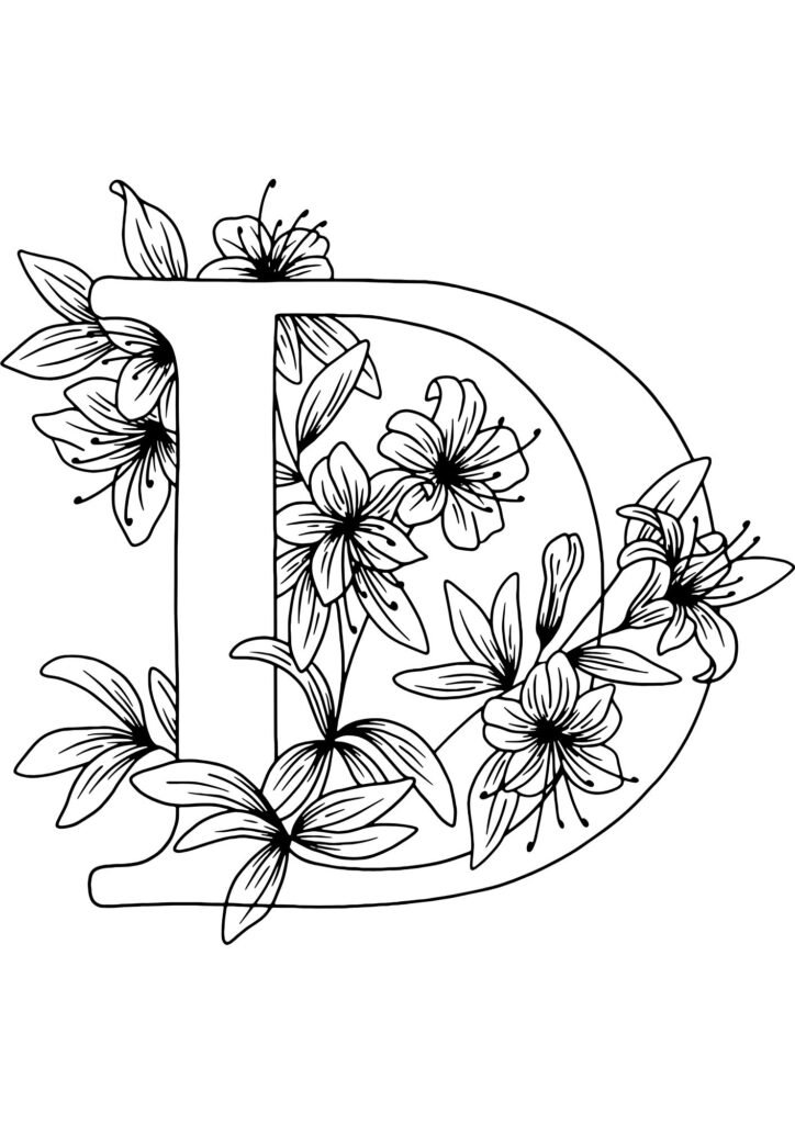 D alphabet coloring pages