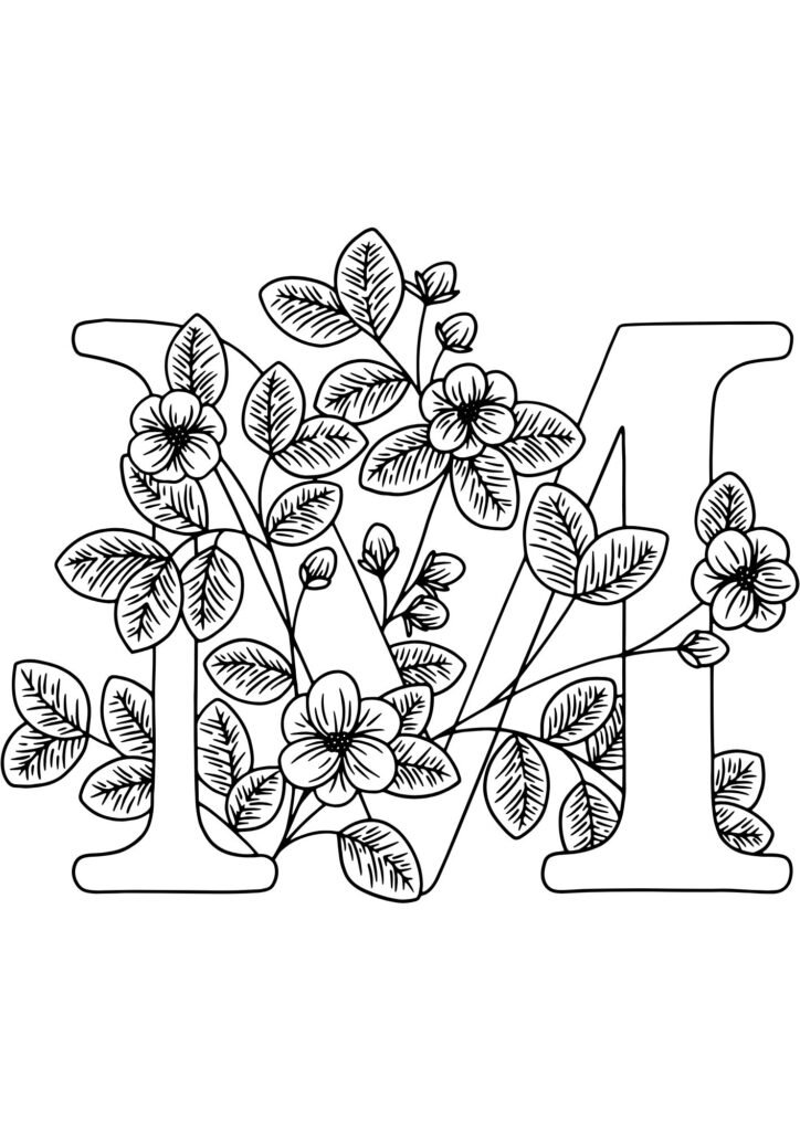 M alphabet coloring pages