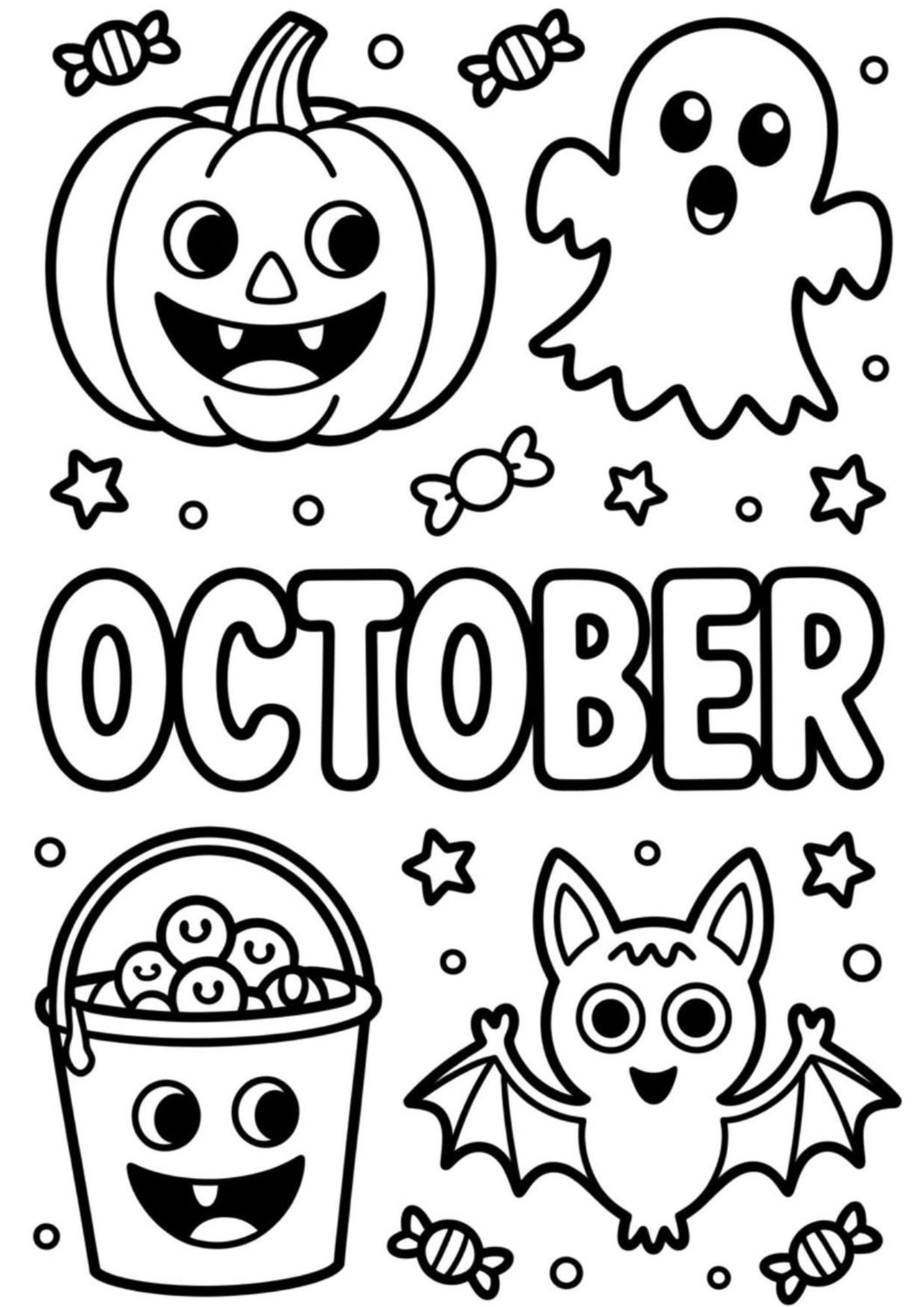 50 October Coloring Pages | Fun Fall & Halloween Printables