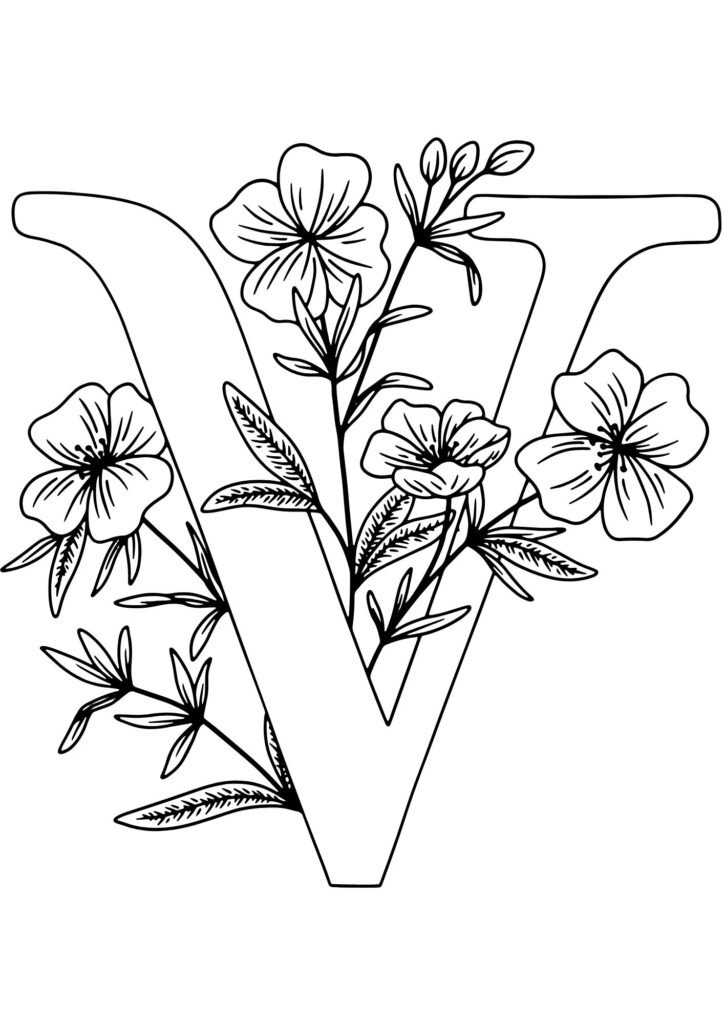 V alphabet coloring pages