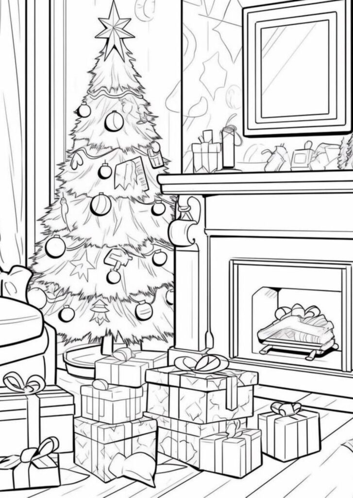 christmas coloring pages room tree
