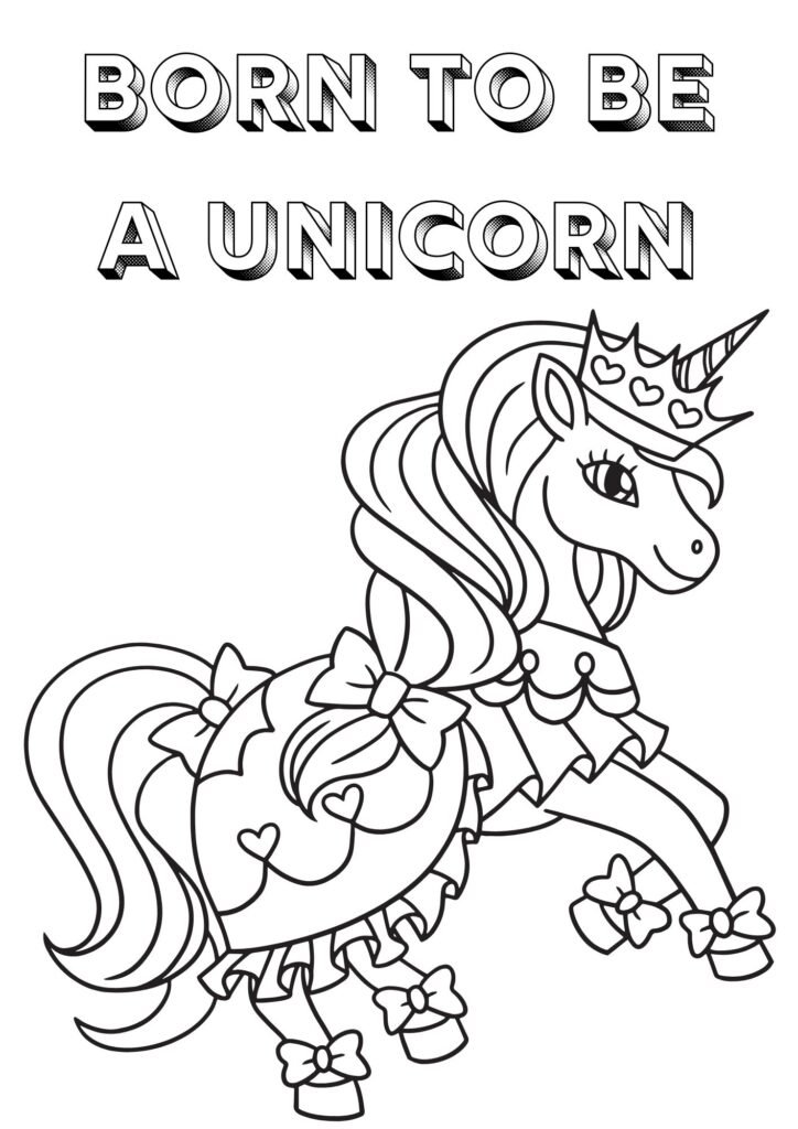 printable cute unicorn coloring pages