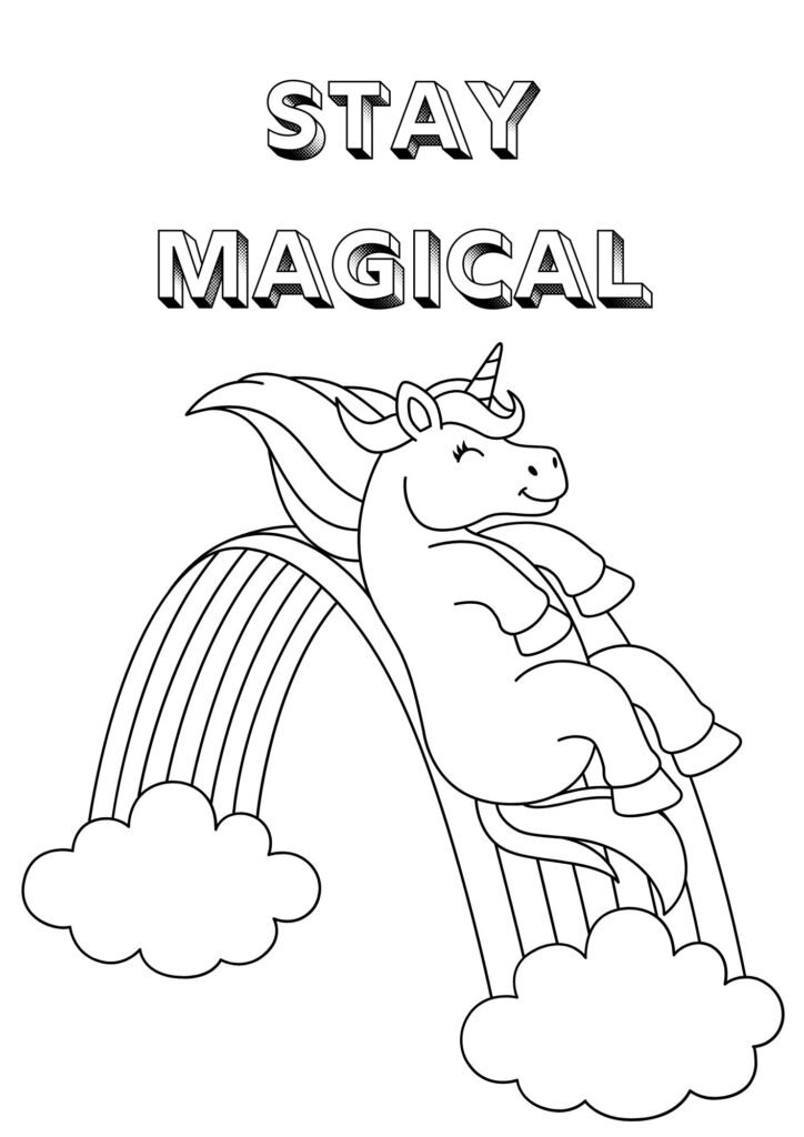 rainbow unicorn coloring pages printable