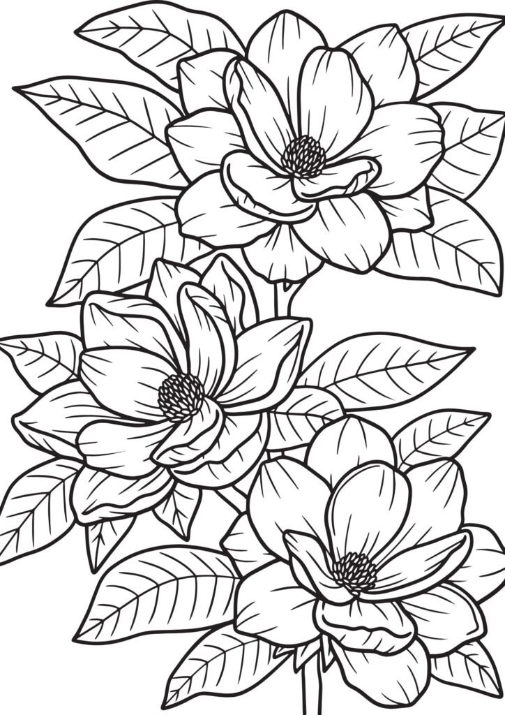 realistic flower coloring pages