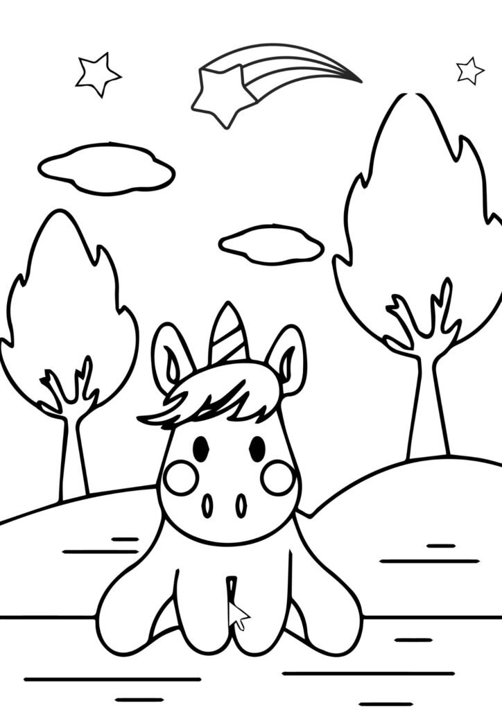 unicorn coloring page easy