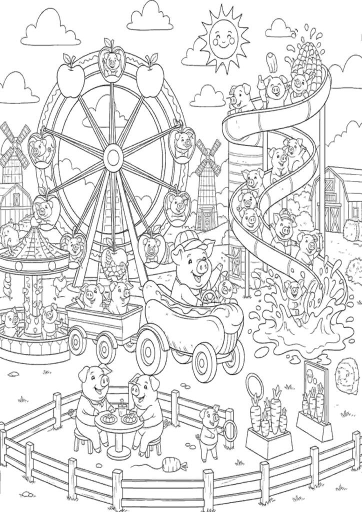 3 little pigs story colouring pages