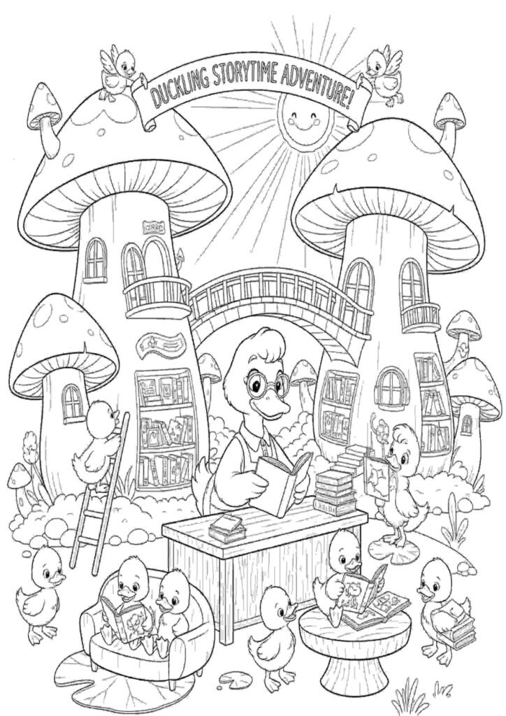 Duckling Pictures to Color free for kids