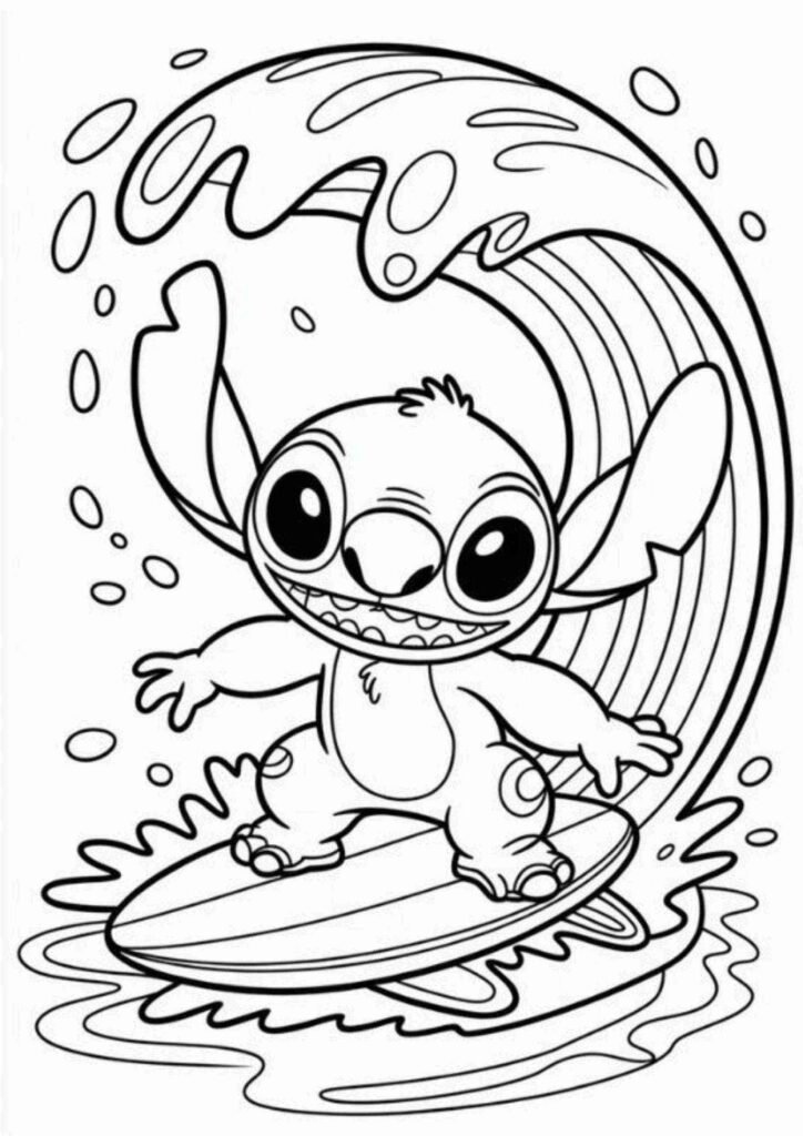 Adorable Stitch coloring page perfect for beginners