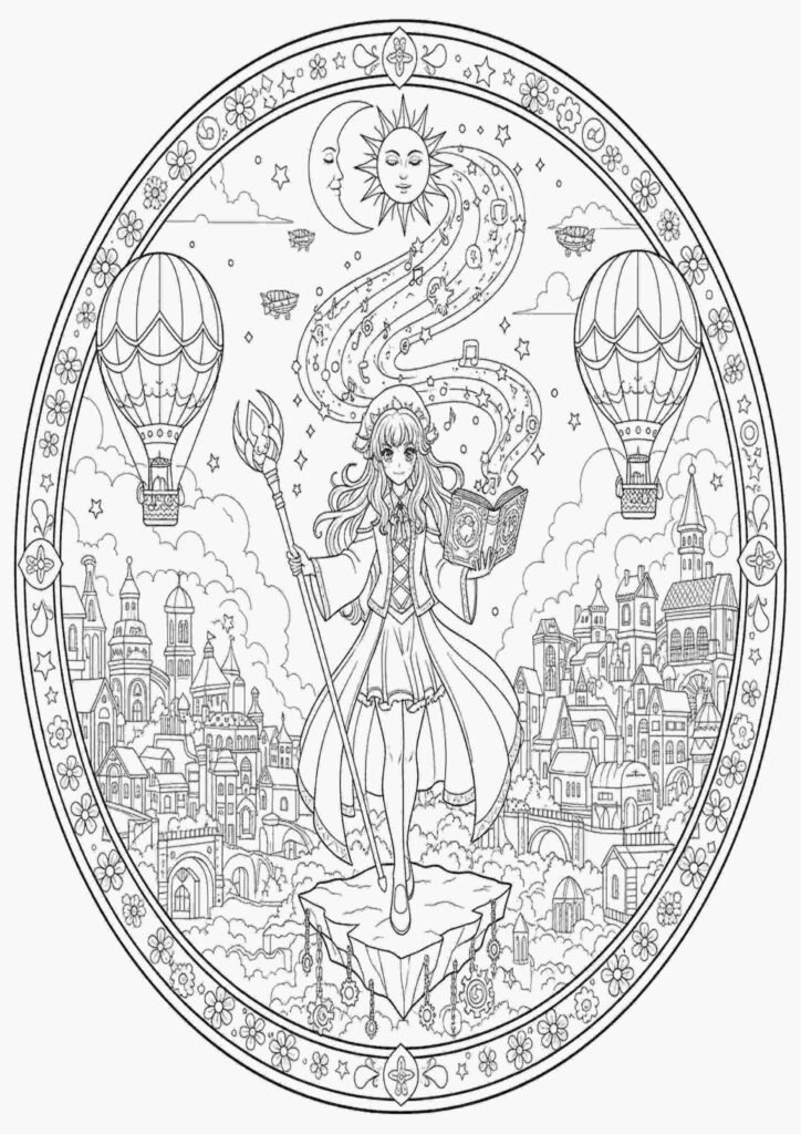anime girl coloring pages aesthetic