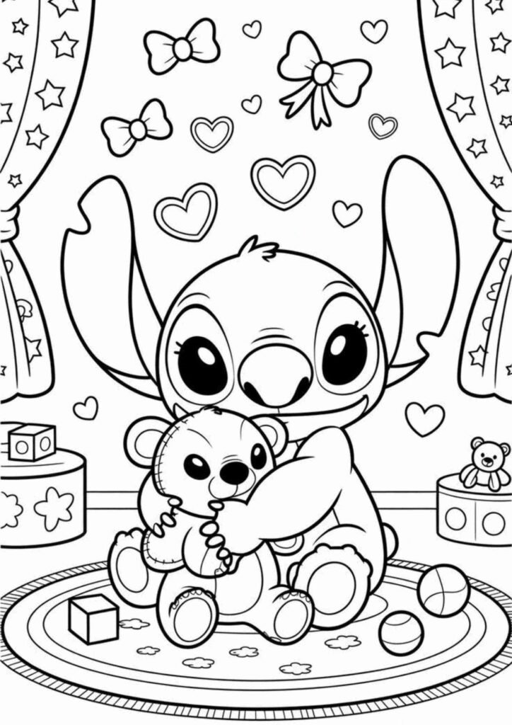Fun Stitch coloring page with bold lines for crayons