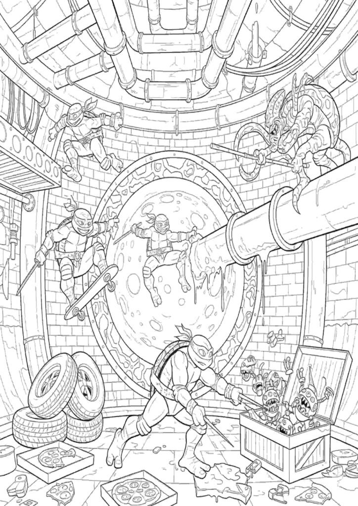 cute ninja turtles coloring pages for kids