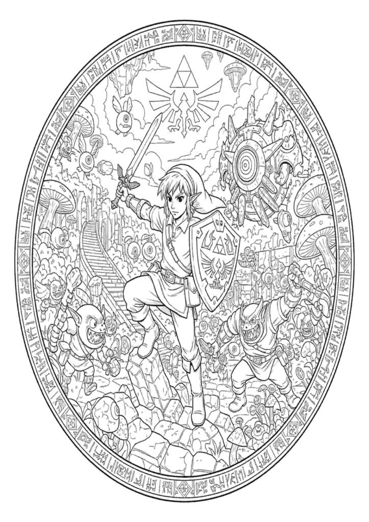 easy zelda coloring pages