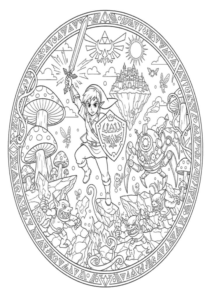free printable zelda coloring pages