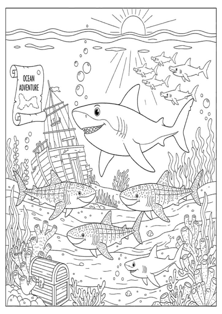 free shark coloring pages