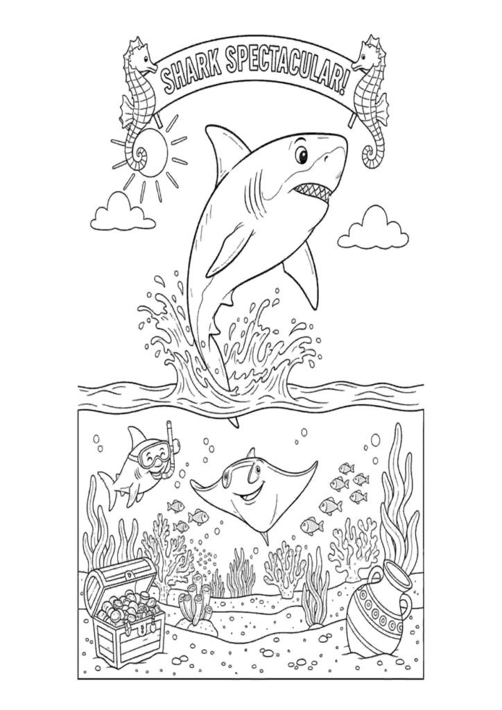 kids shark coloring pages