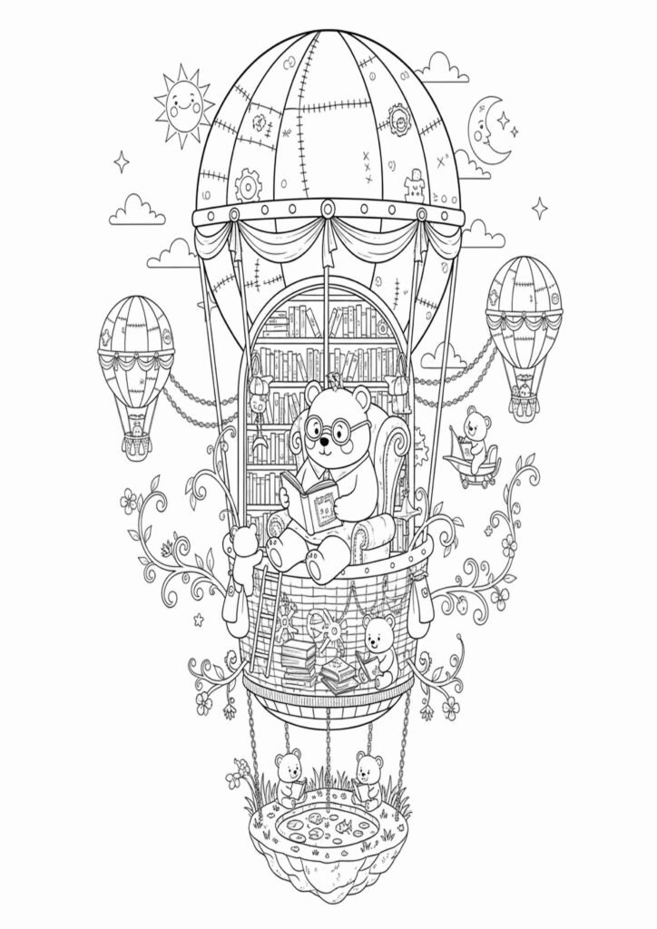 Bear coloring pages showing a bear in the forest