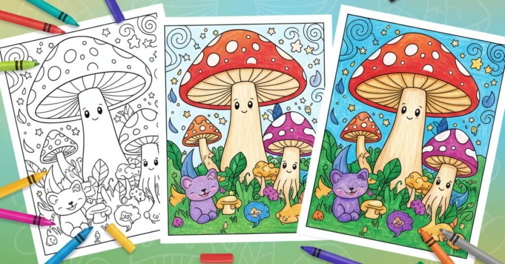 mushroom coloring pages