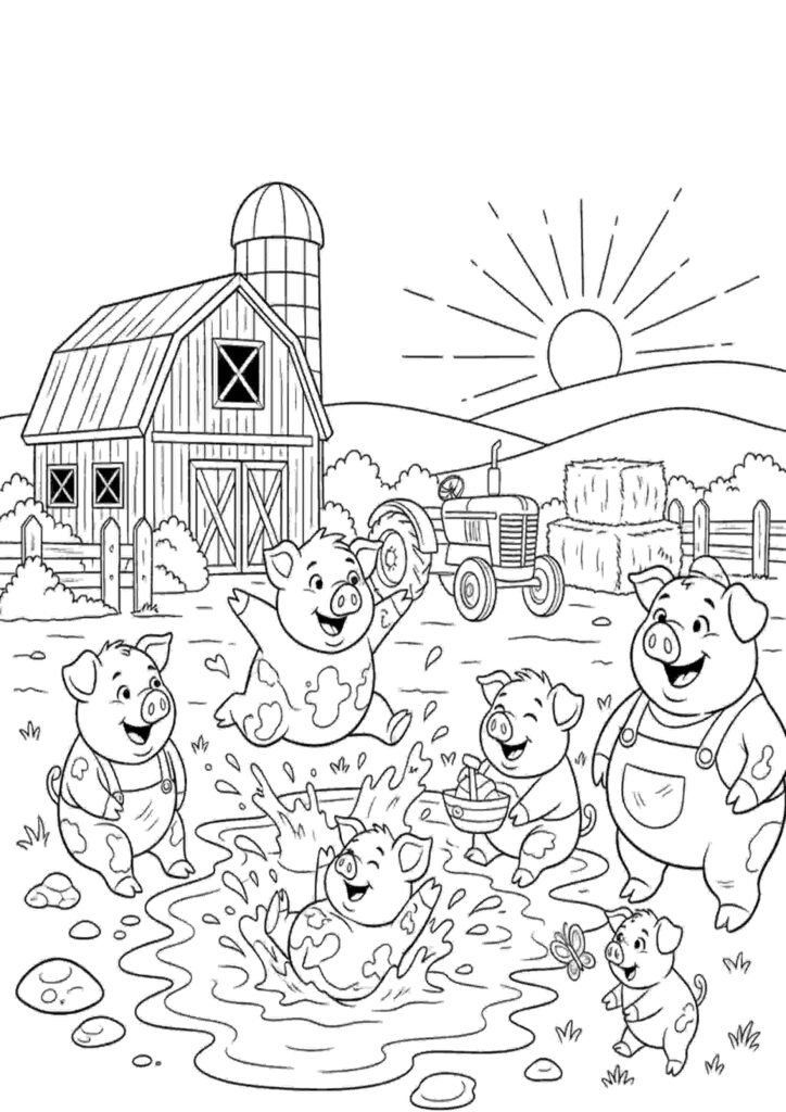 pigs coloring sheet