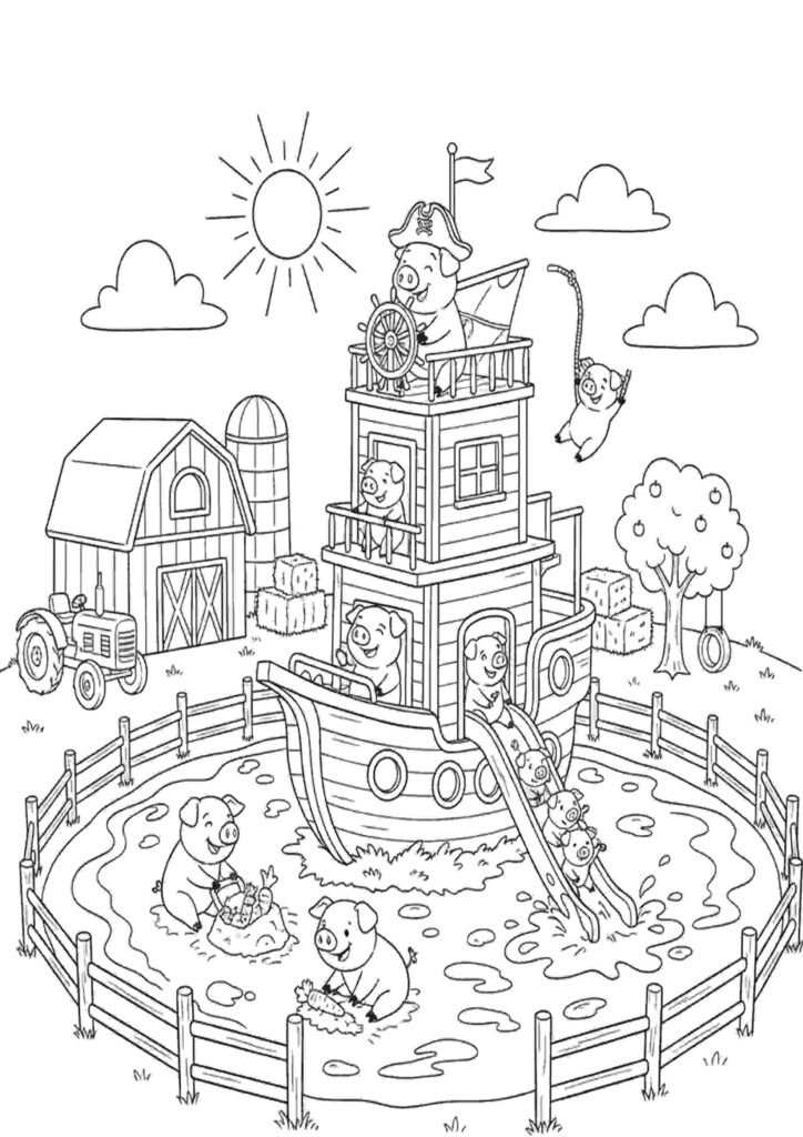 pigs colouring pages