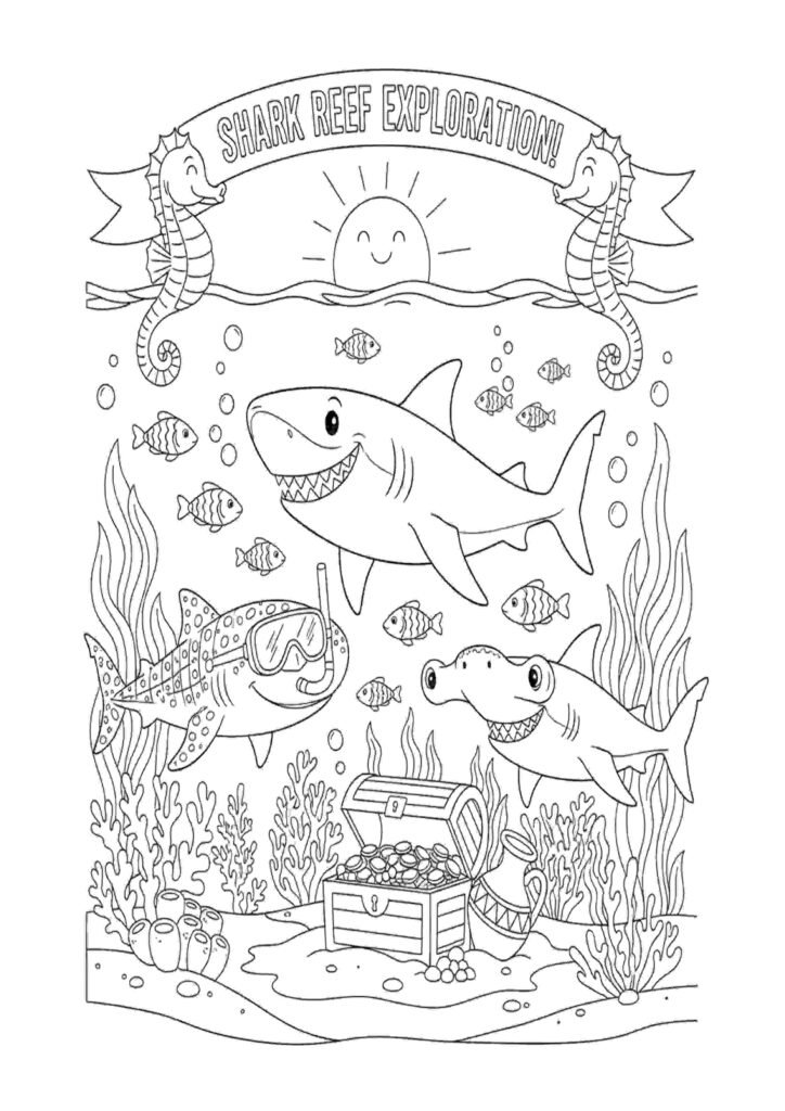 kids shark coloring pages