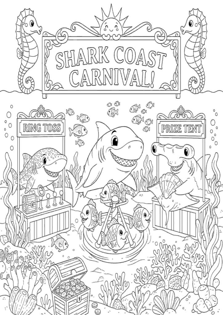 shark coloring pages free for kids