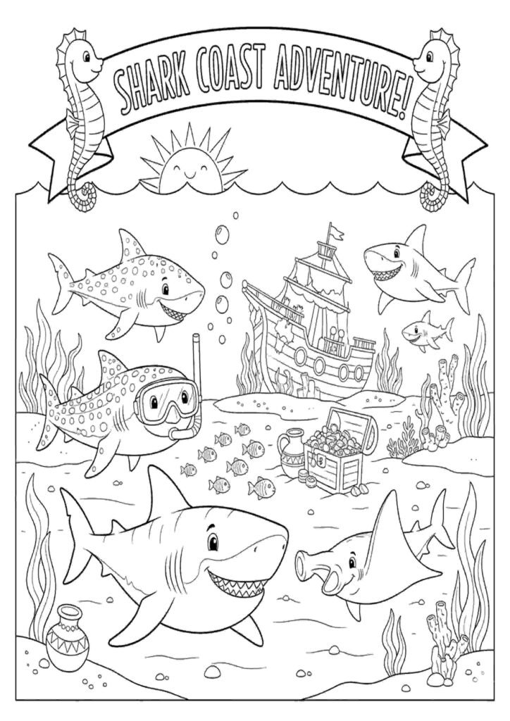 shark coloring pages printables