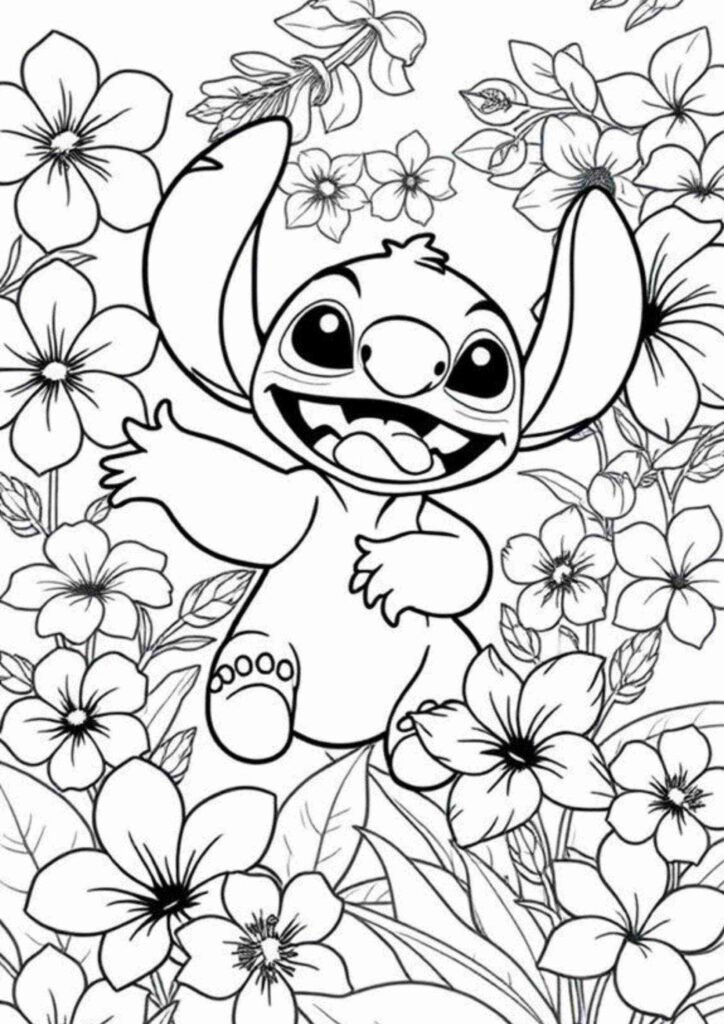 Cute Stitch coloring page with simple outlines for children