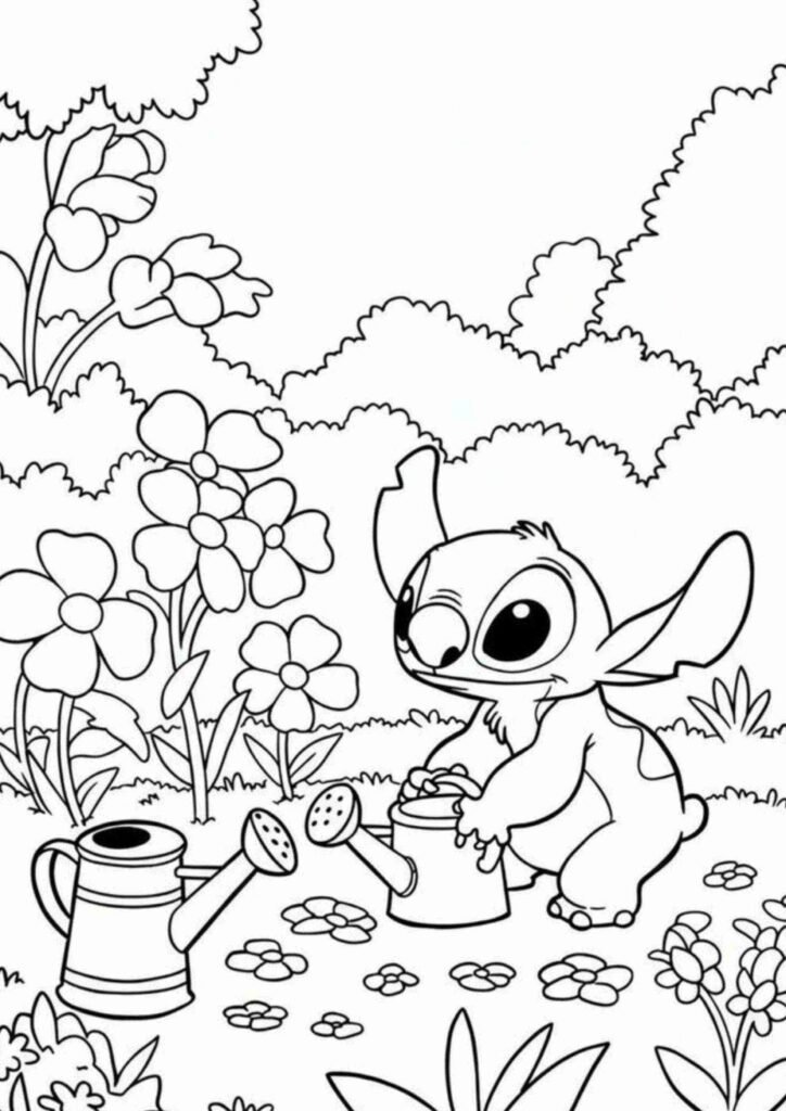 Adorable Stitch coloring page perfect for beginners