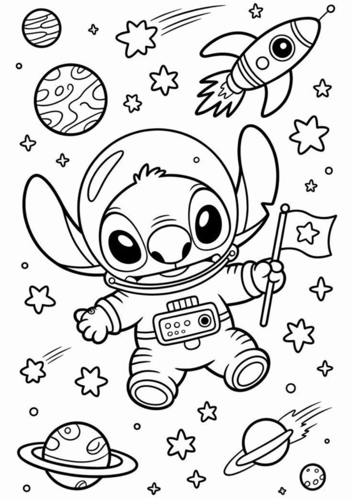 Adorable Stitch coloring page perfect for beginners