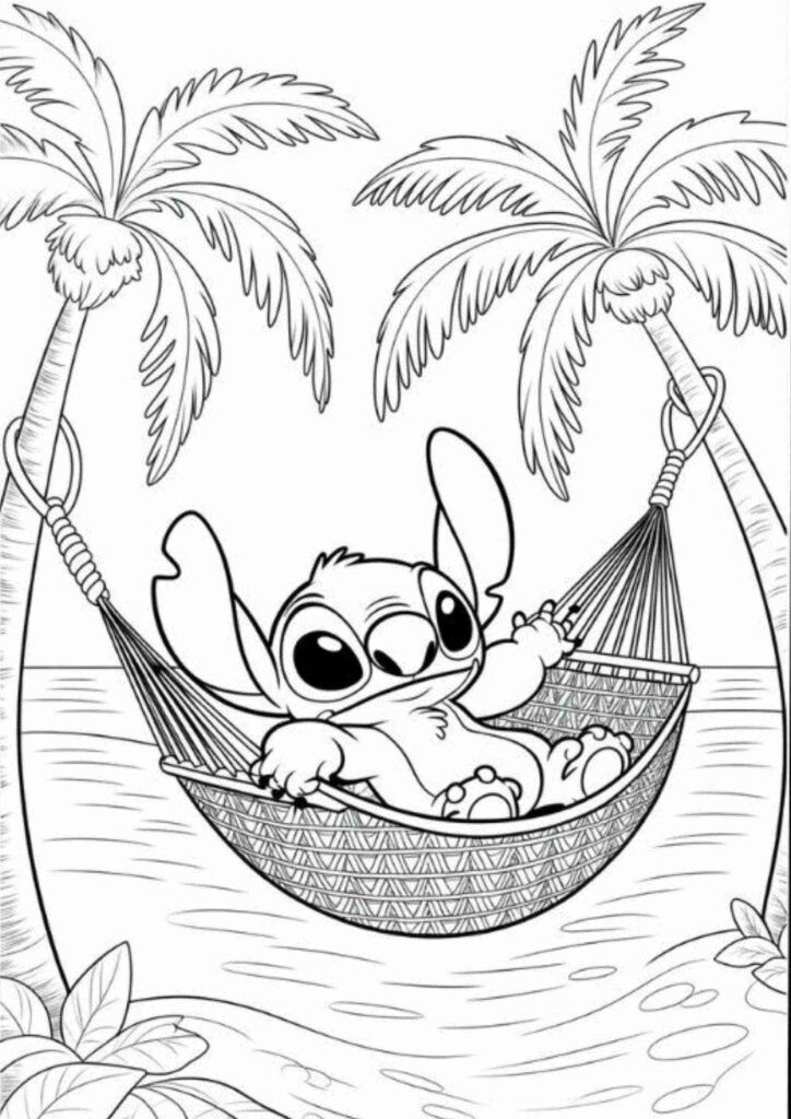 Adorable Stitch coloring page perfect for beginners
