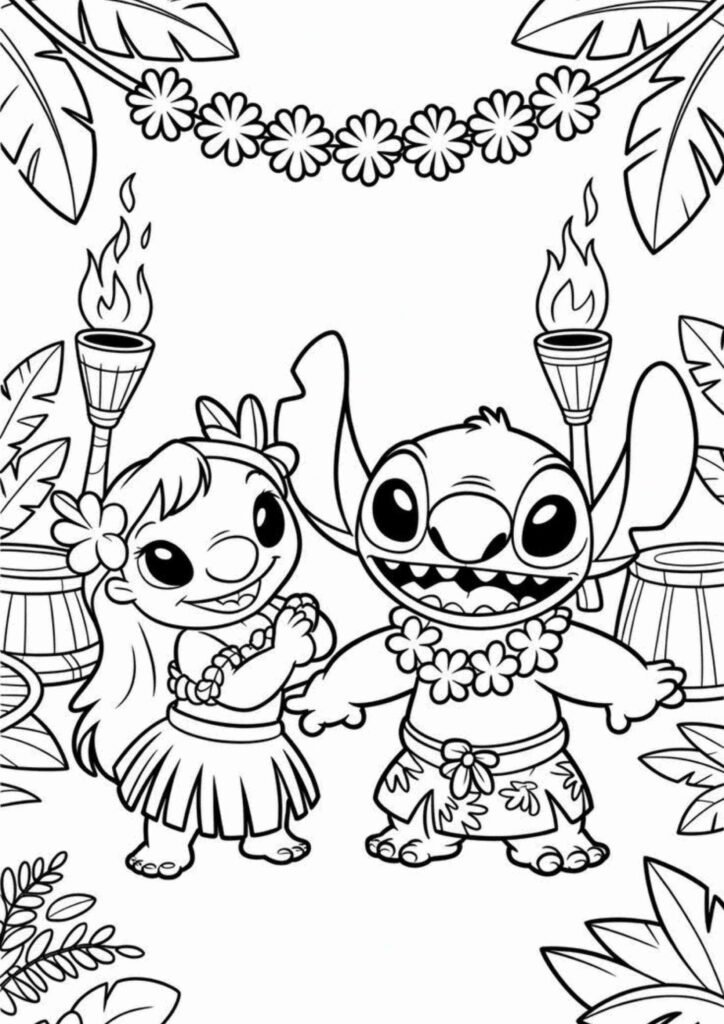 Adorable Stitch coloring page perfect for beginners