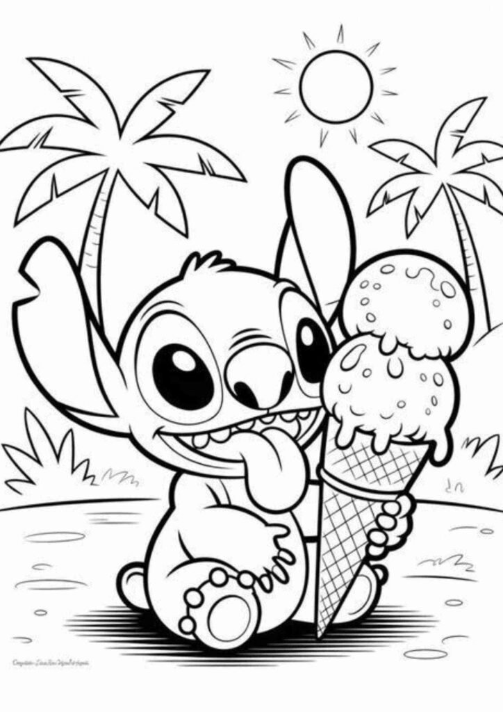 Adorable Stitch coloring page perfect for beginners