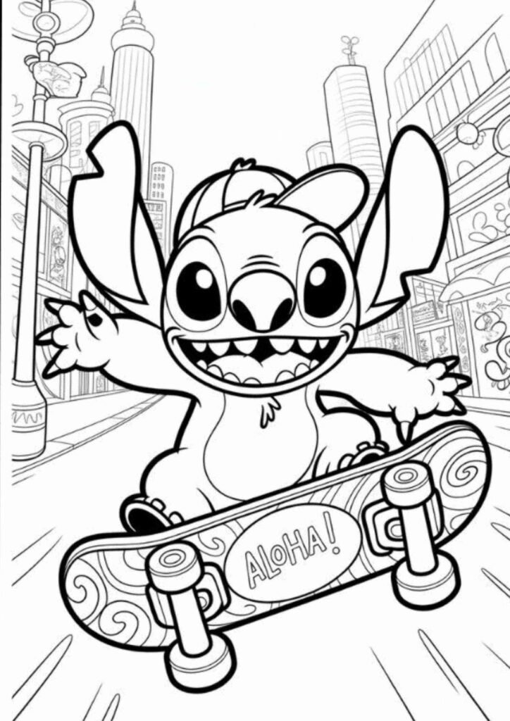Adorable Stitch coloring page perfect for beginners