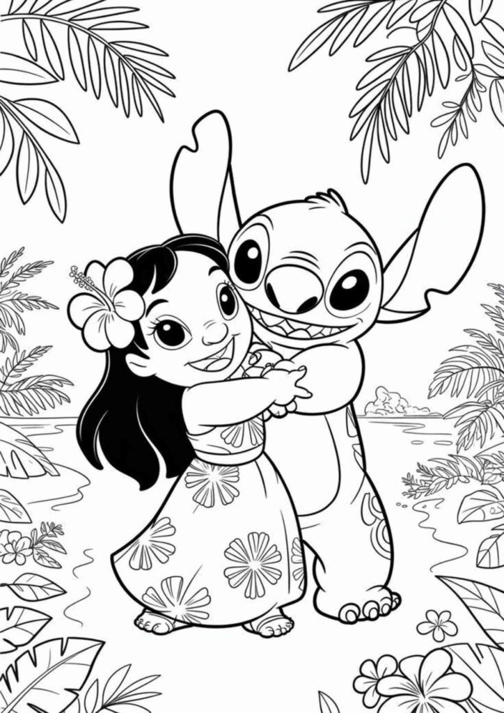 Adorable Stitch coloring page perfect for beginners