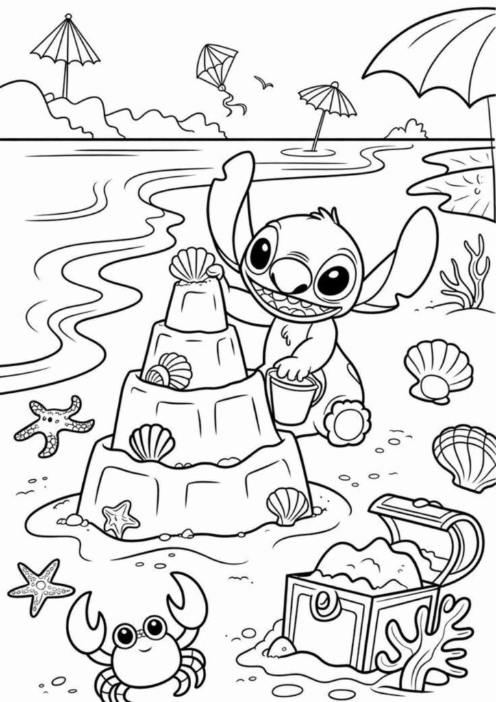 Adorable Stitch coloring page perfect for beginners