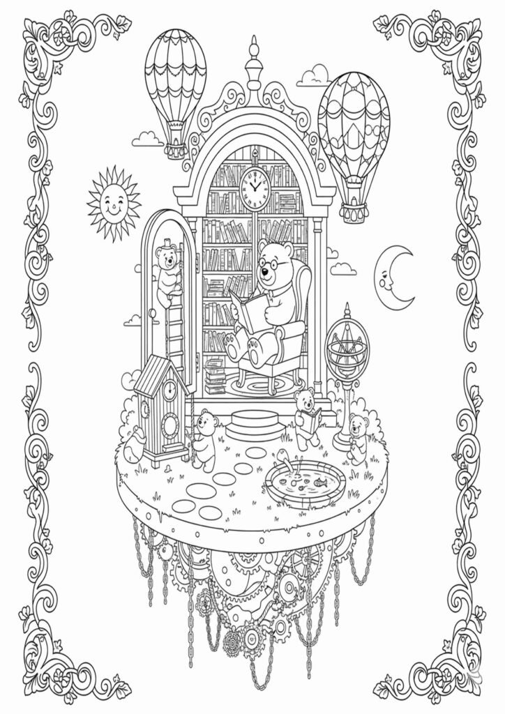 Bear coloring pages featuring baby bear design