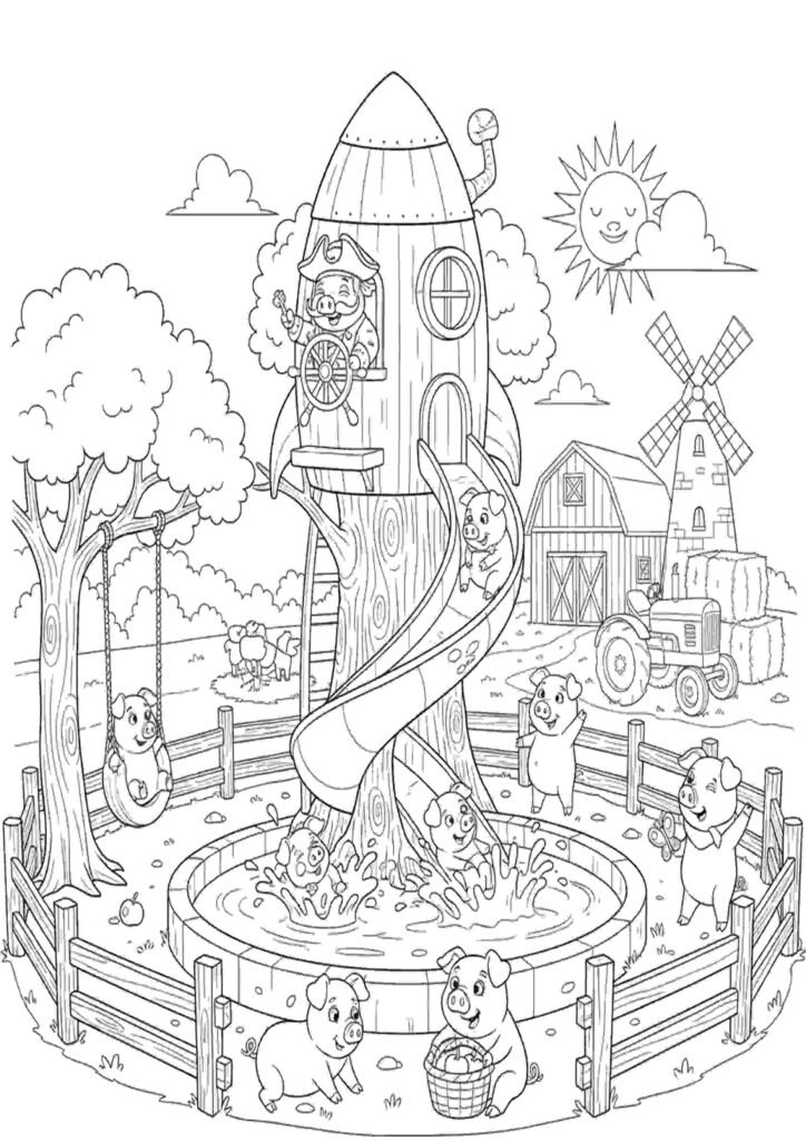 three little pigs colouring pages