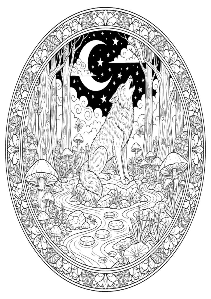 wolf coloring pages anime