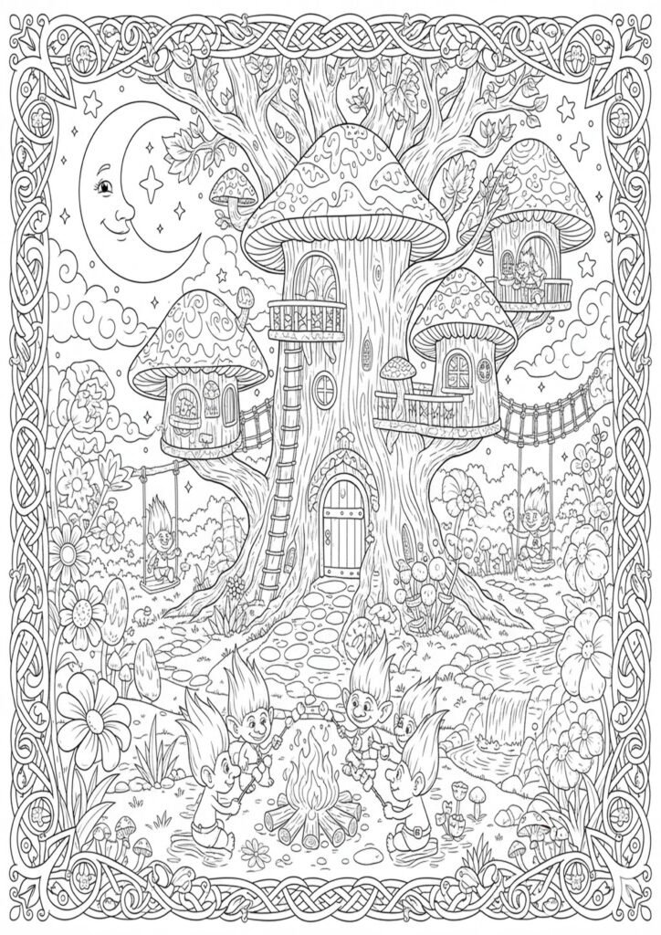 Printable troll coloring page for toddlers