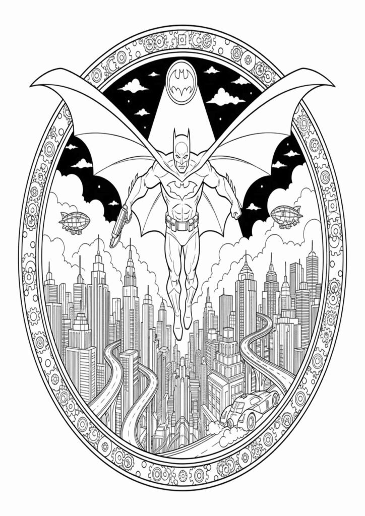 Printable Batman coloring pages in black and white