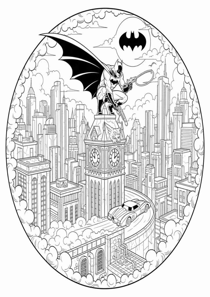 Batman coloring pages with simple lines for beginners