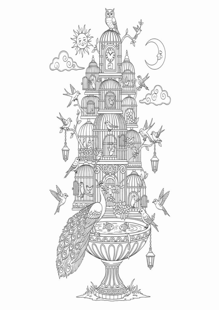 Easy bird coloring pages for preschool and kindergarten children