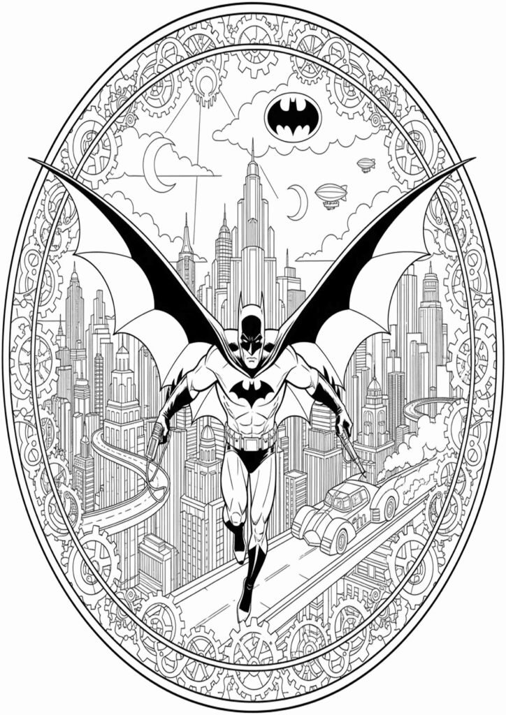 Batman coloring pages showing Batman logo and symbol
