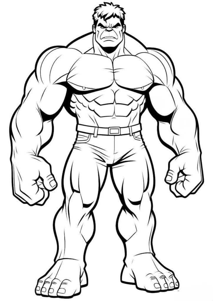 Incredible Hulk coloring page with Hulk smashing and roaring