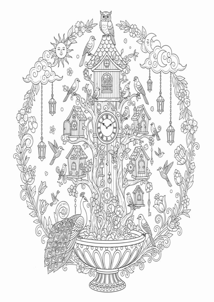 Printable bird coloring pages featuring a cute cartoon bird