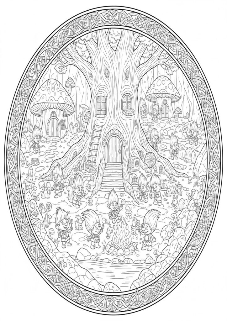 Free printable troll coloring page for children