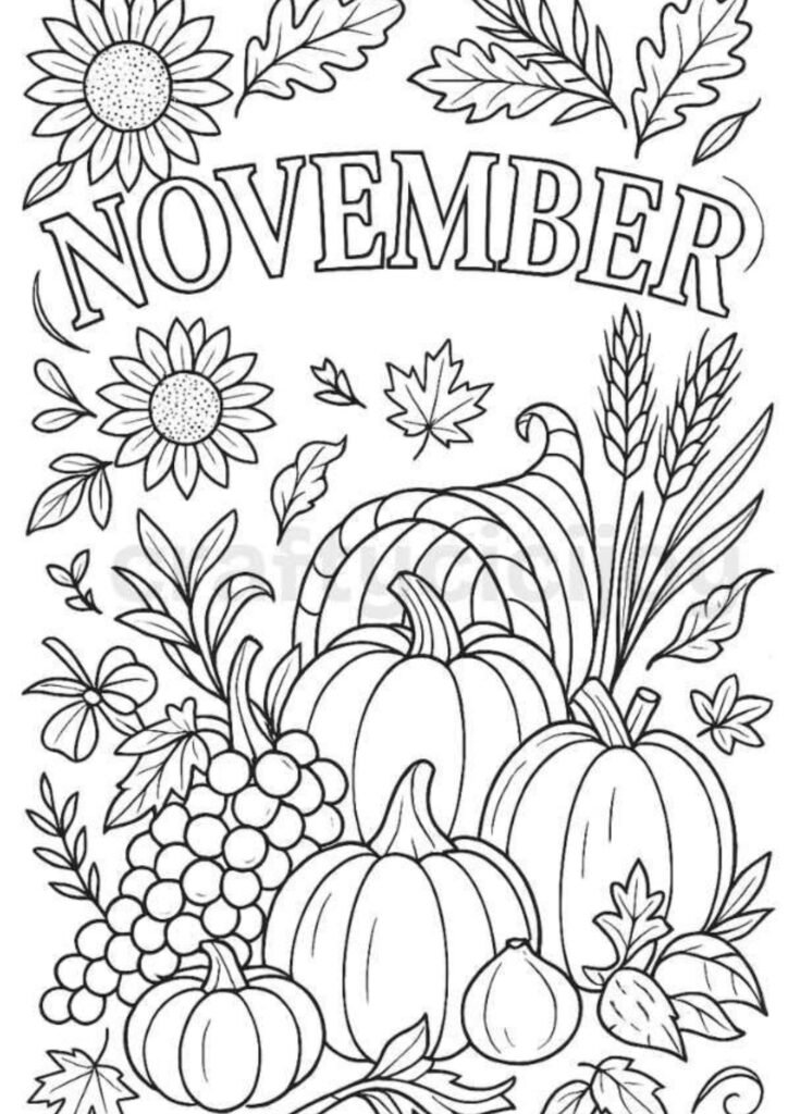 pumpkin coloring page in november