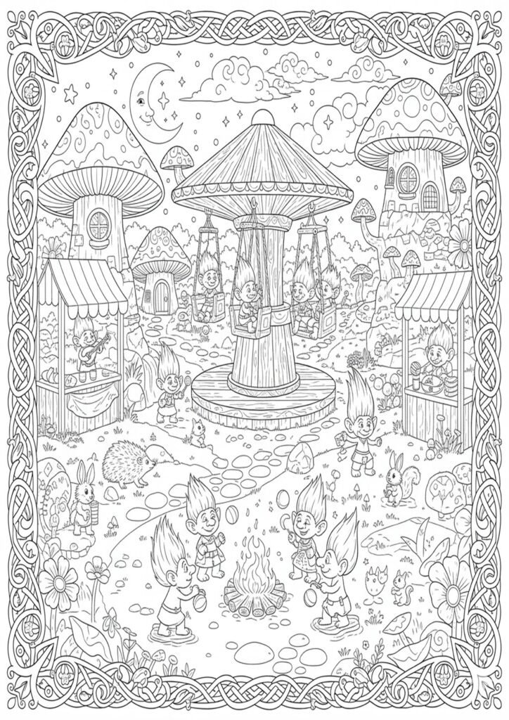 Troll coloring page printable for kids